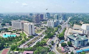 A drone footage of the city of Accra